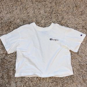 Champion white logo cropped tee